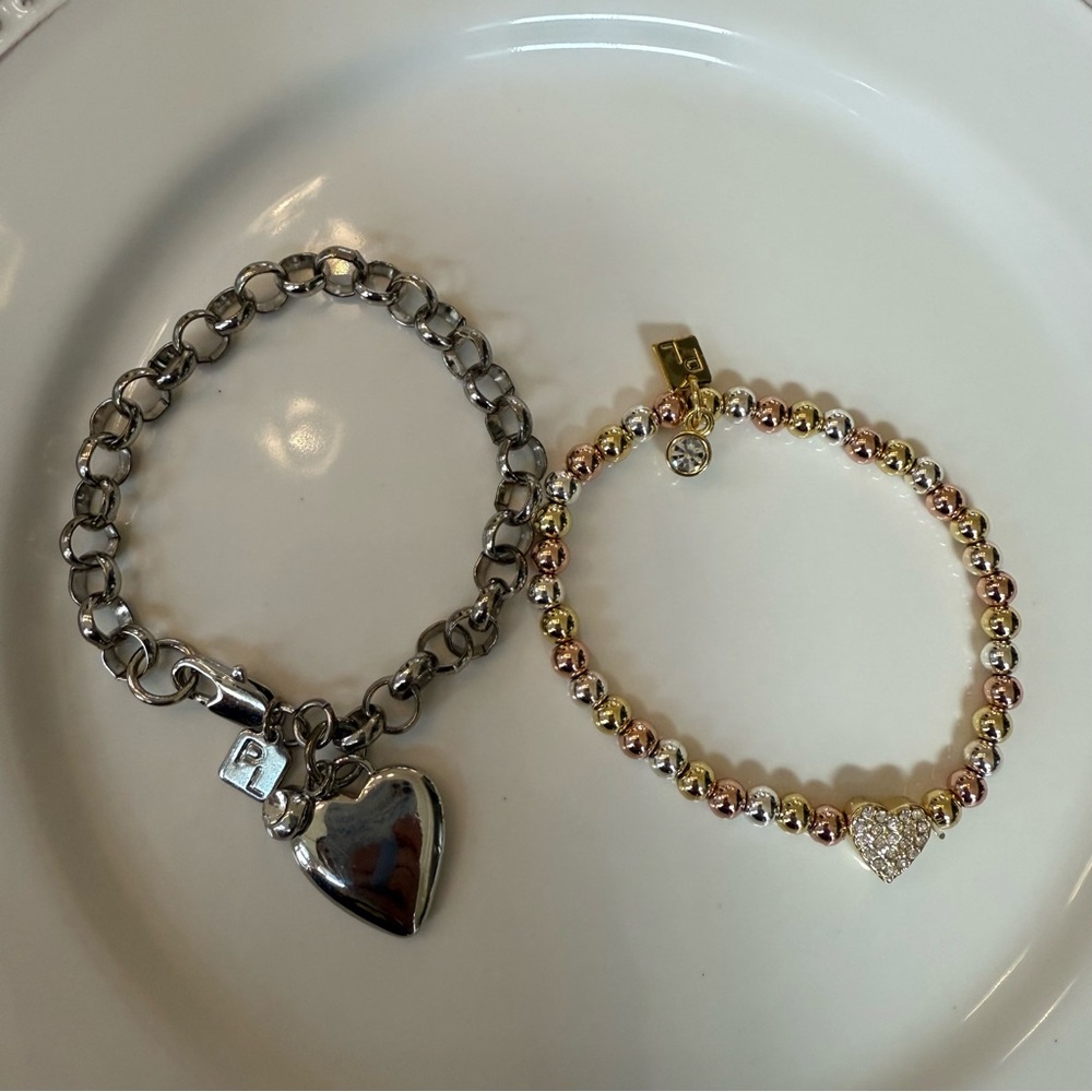 Park Lane Silver and Gold Heart Charm Bracelets